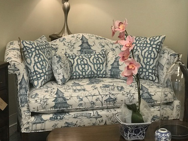 Blue Toile Loveseat